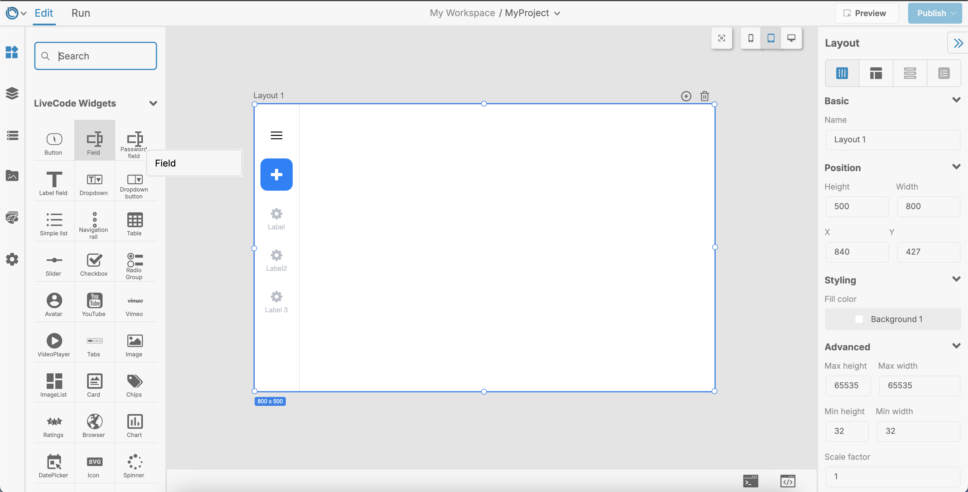 Adding Widget To Layout Example