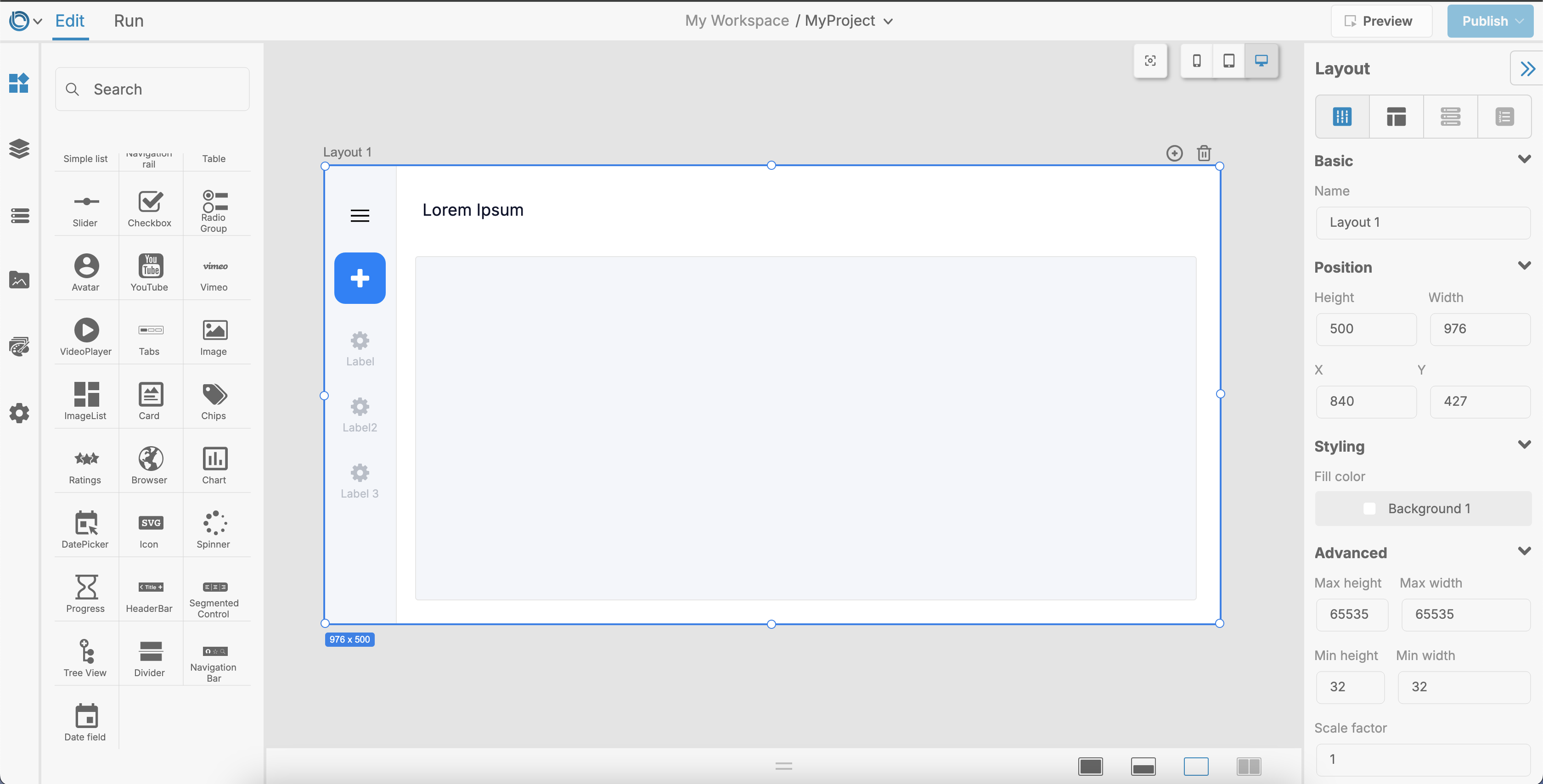 Desktop Layout Breakpoint Example