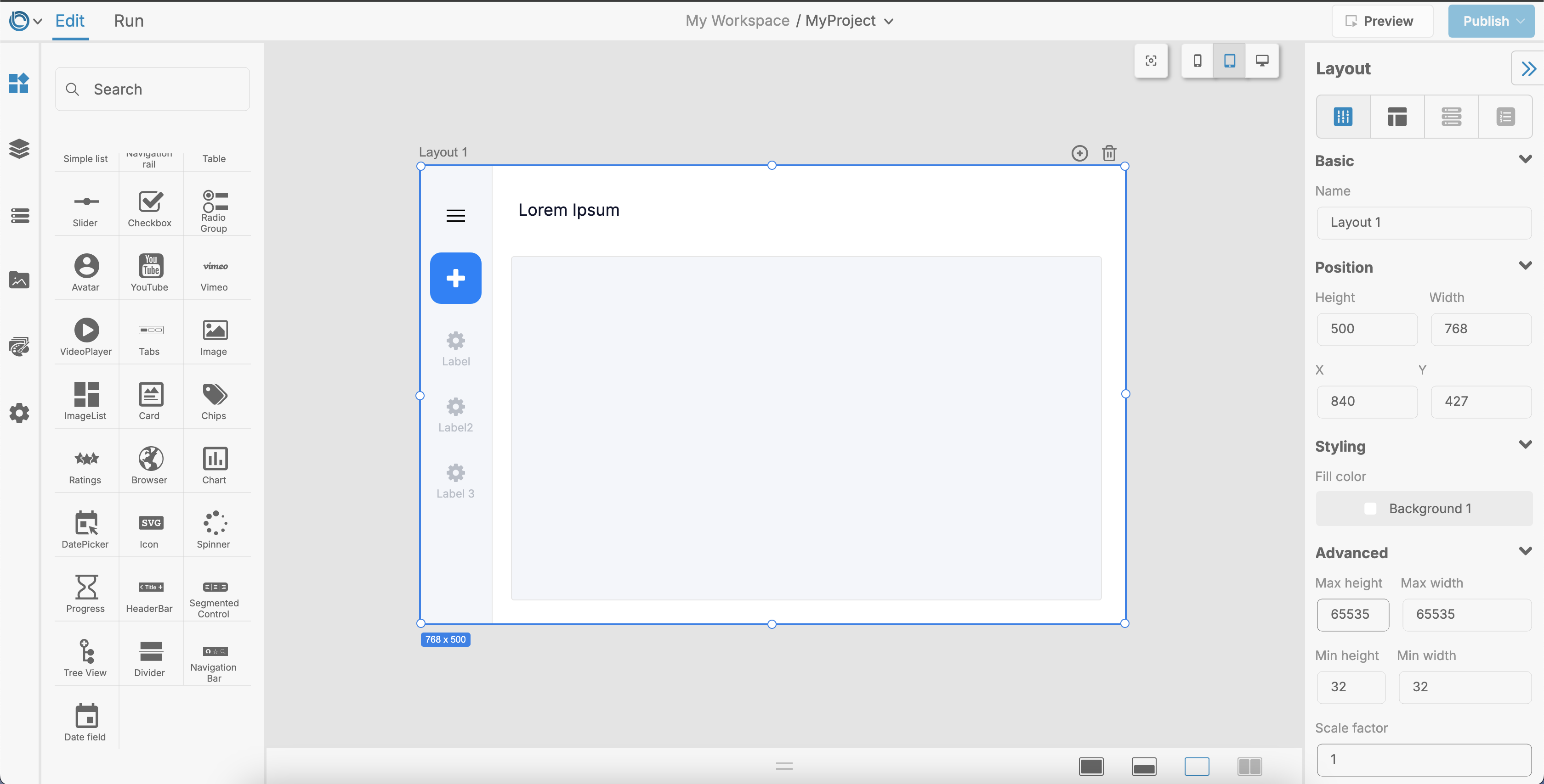 Tablet Layout Breakpoint Example