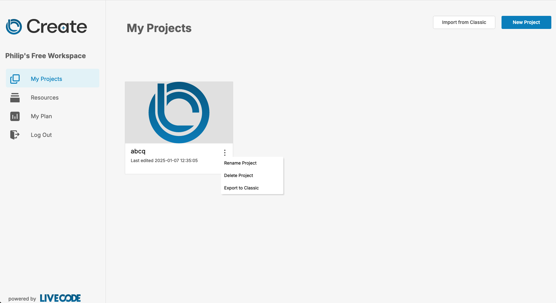 Project Action Context Menu Example
