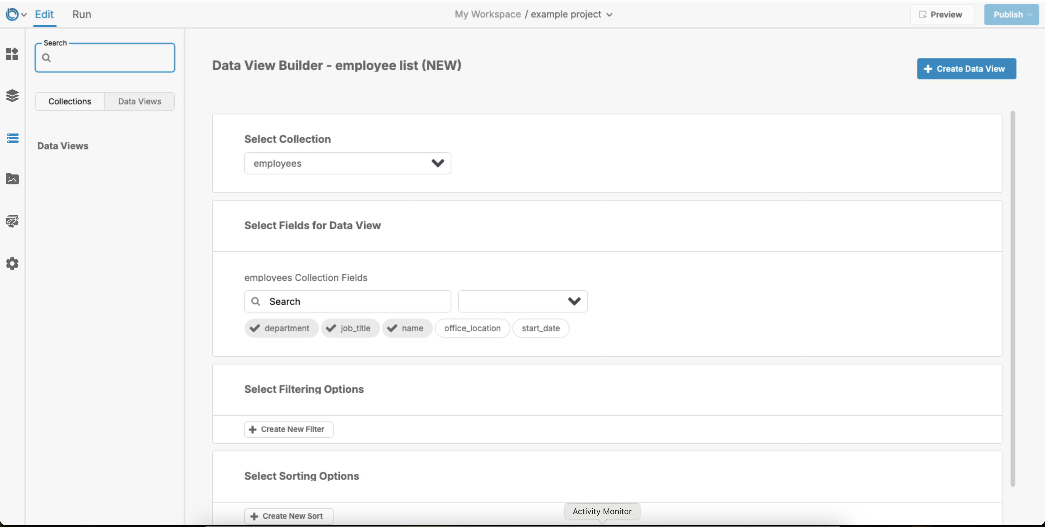 Choosing Dataview Fields