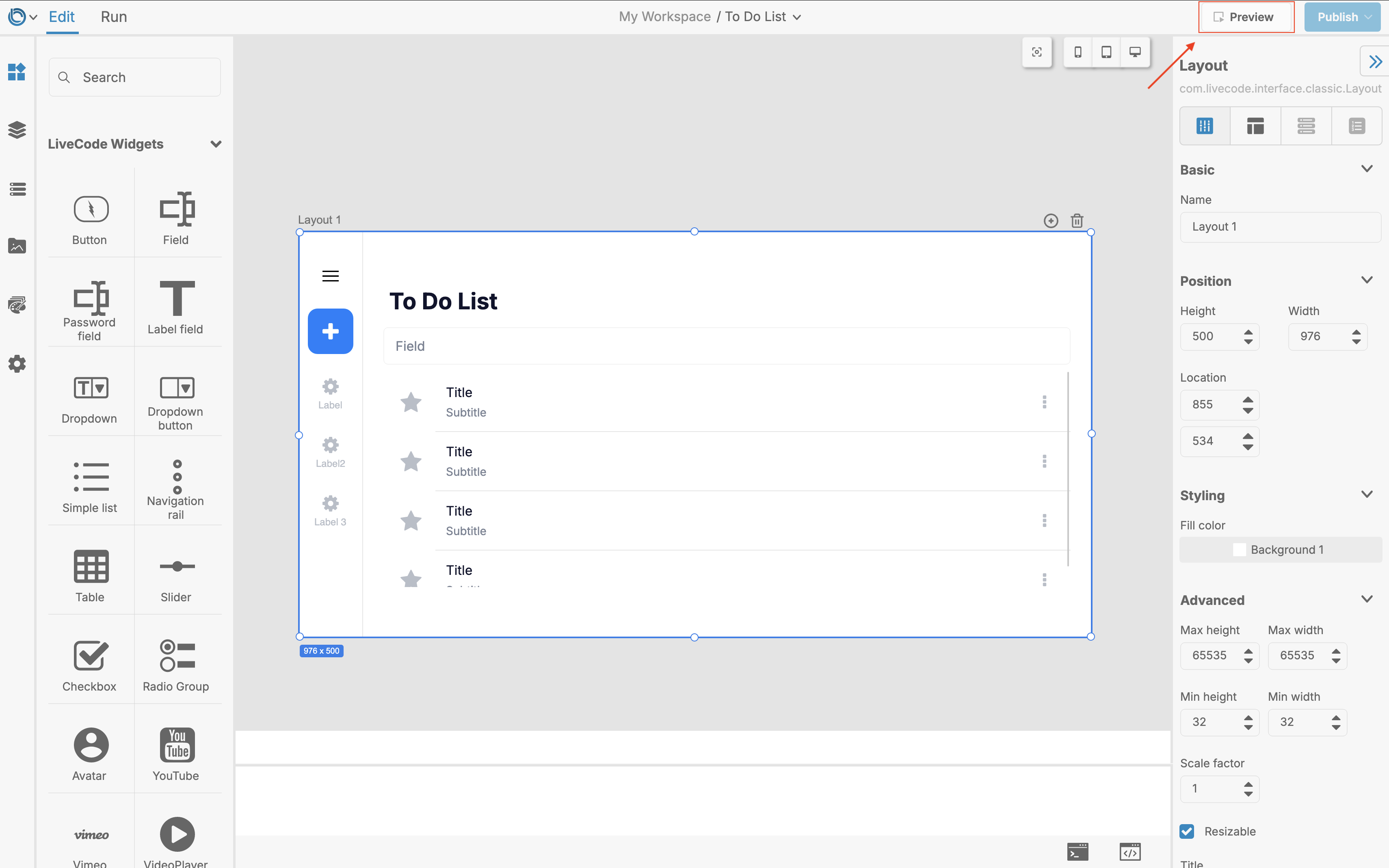 Preview Button