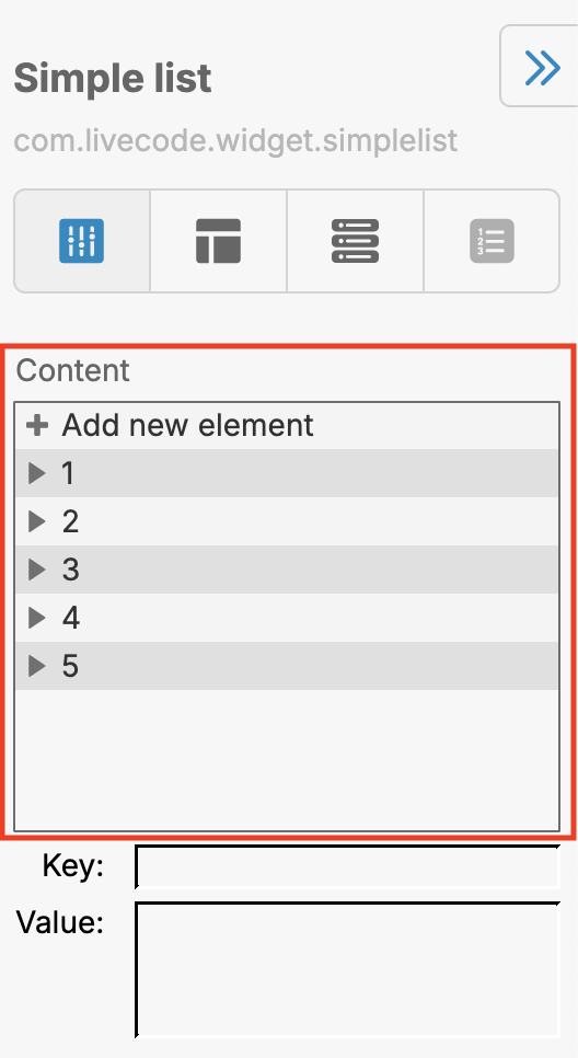 Image showing the Simple List content